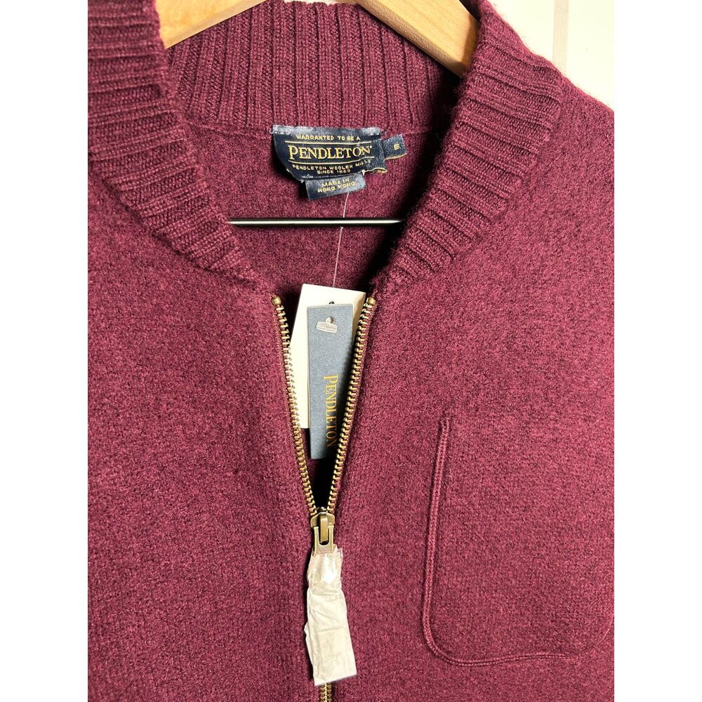 NWT Pendleton 100% Merino Wool Full Zip Knit Cardigan Sweater Burgundy - Picture 3 of 12